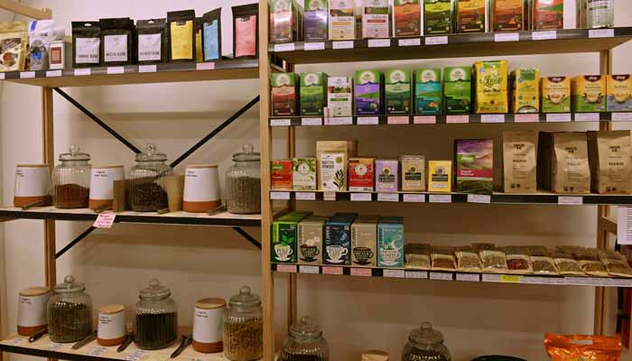 We stock loose and packaged tea, herbal teas, drinking chocolate & coffee